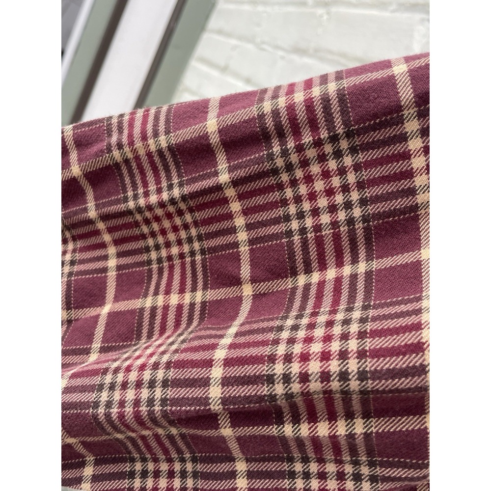 LL Bean Mens Plaid Button Down Shirt Burgundy Tan Cotton Long Sleeve M-REG - Picture 6 of 6